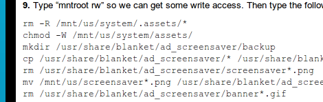 Hack menghilangkan iklan dari hardware 'Penawaran Khusus'Kindle iklan guide phising CSS, dengan type "mntroot rw" - for 2012
