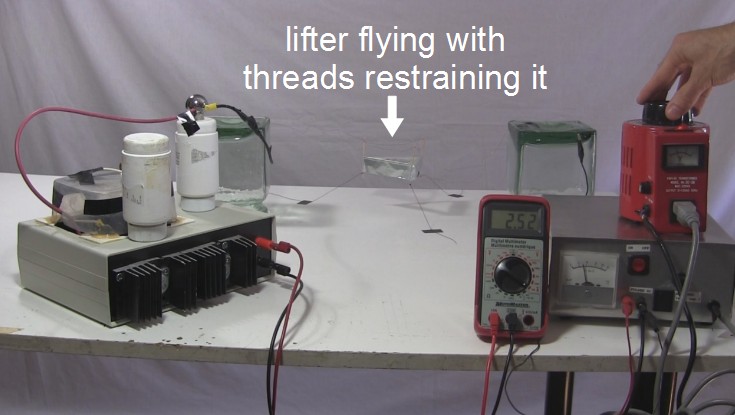 Lifter flying with high voltage power supply