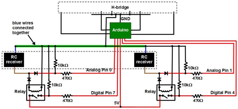 Schematic with common blue RC wires